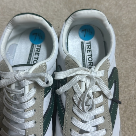 Tretorn White and Green Sneakers 7 1/2 worn once - Picture 2 of 7